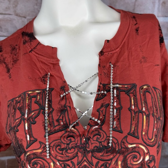 Affliction Women’s Graphic Short Sleeve T-Shirt -Size: Large  -NWOT - Picture 4 of 9
